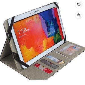 Black and tan striped universal tablet covers 7-8” Folo case with stand up